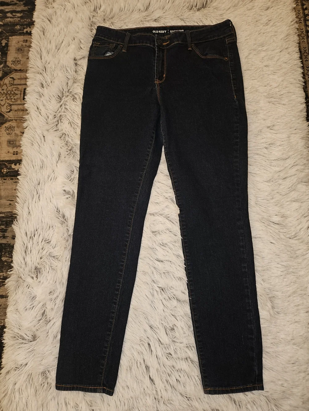 Old Navy Rockstar Skinny Jeans Size 10 Short Dark Wash Mid Rise Stretch Denim